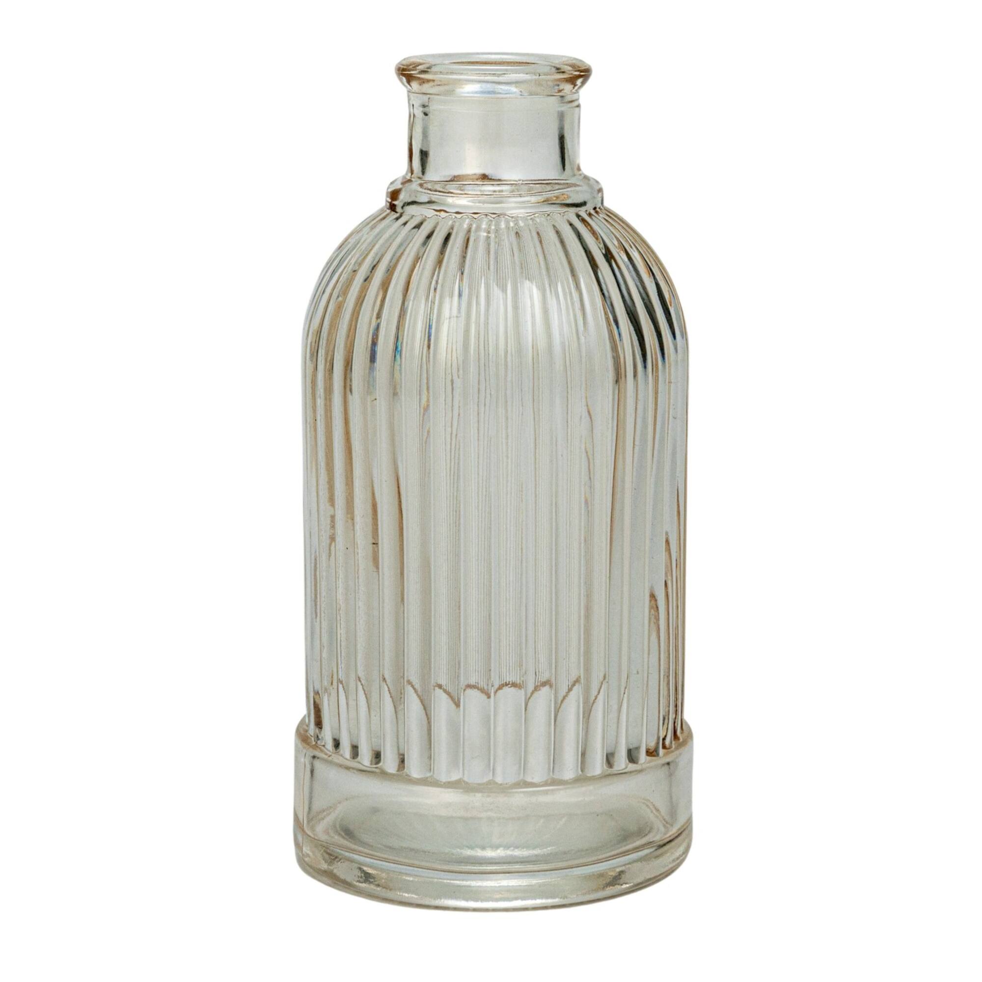 Hello Honey® Embossed Glass 5-Votive Candle Holders with Vase & Wood Tray